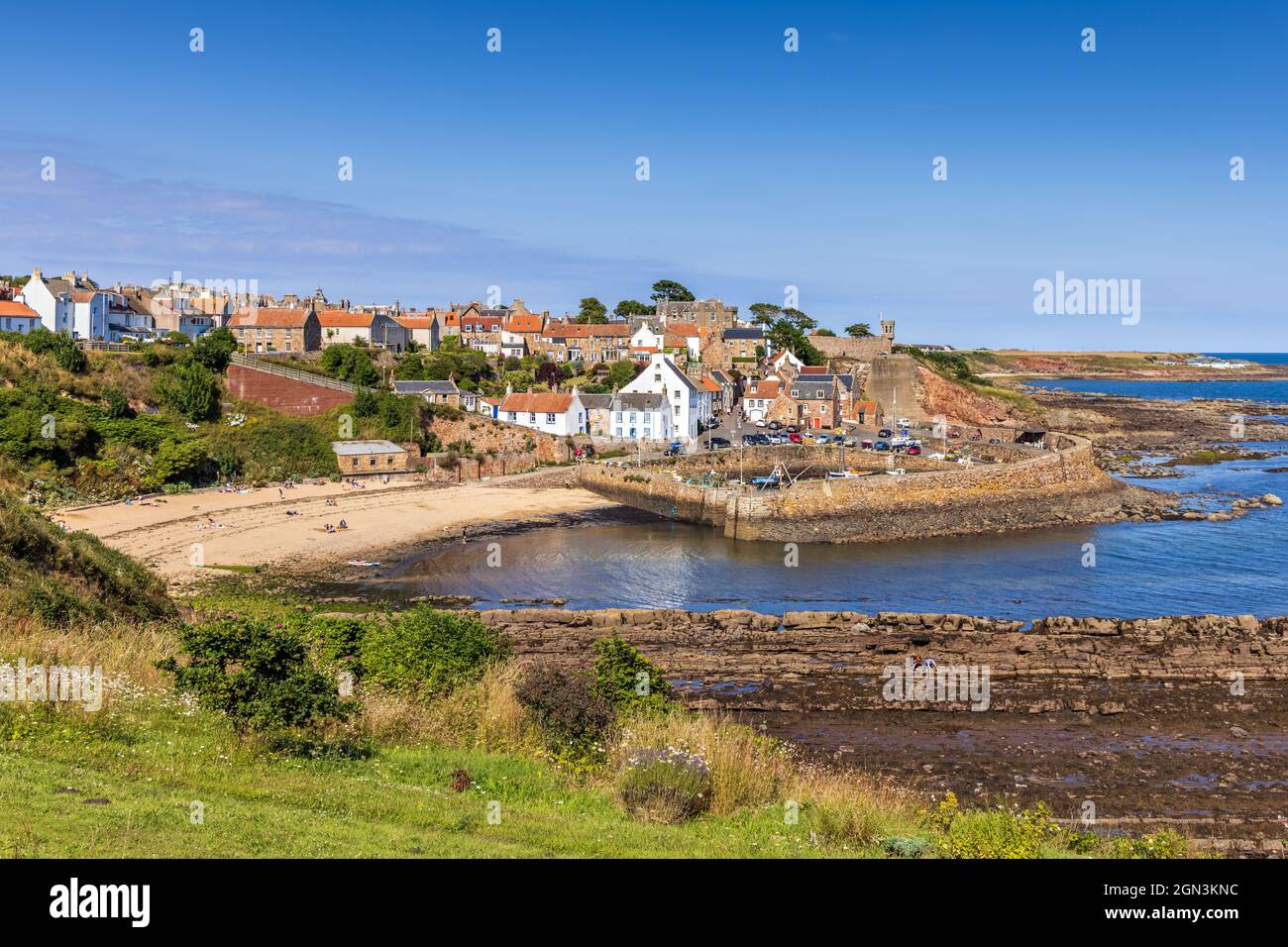 The historic fishing village of Crail, with its picturesque harbour, on the east coast of Fife, Scotland. Stock Photo