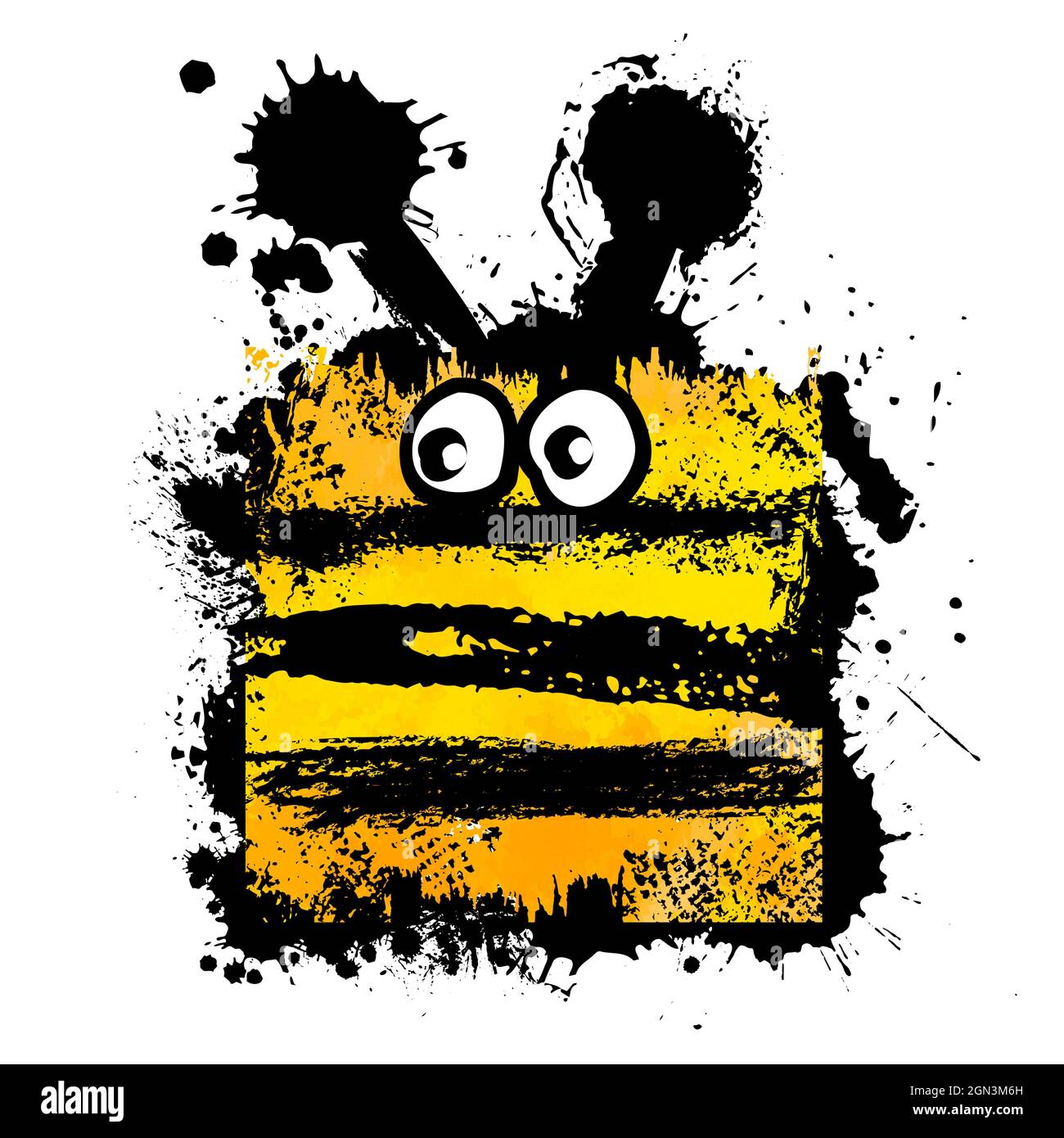 Funny bee. child drawing . Abstract square bee from blots. Vector illustration Stock Vector