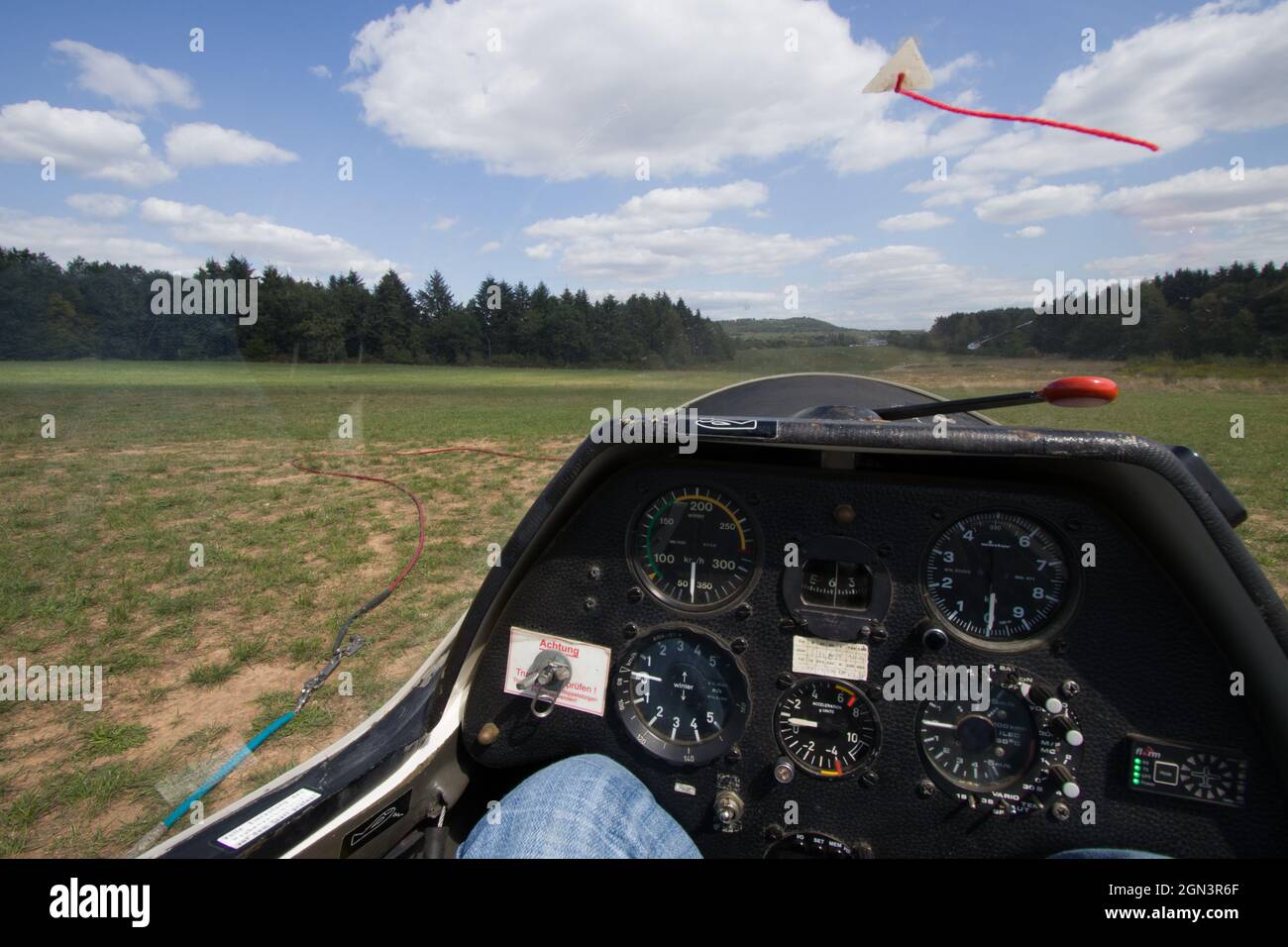 View from the cockpit of a glider Stock Photo
