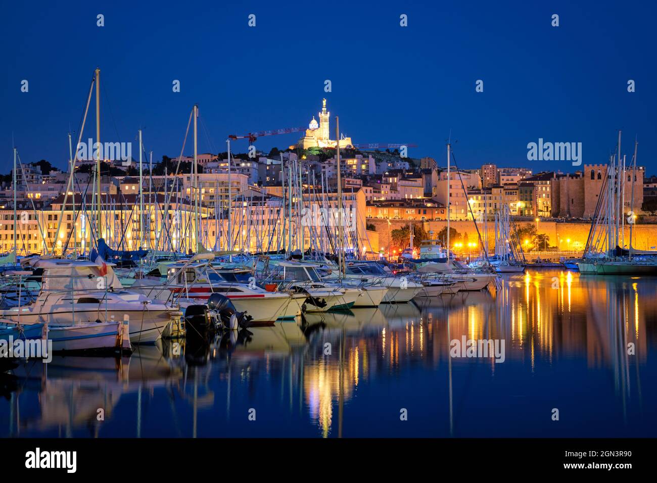 Marseille Old Port in the night. Marseille, France Stock Photo - Alamy