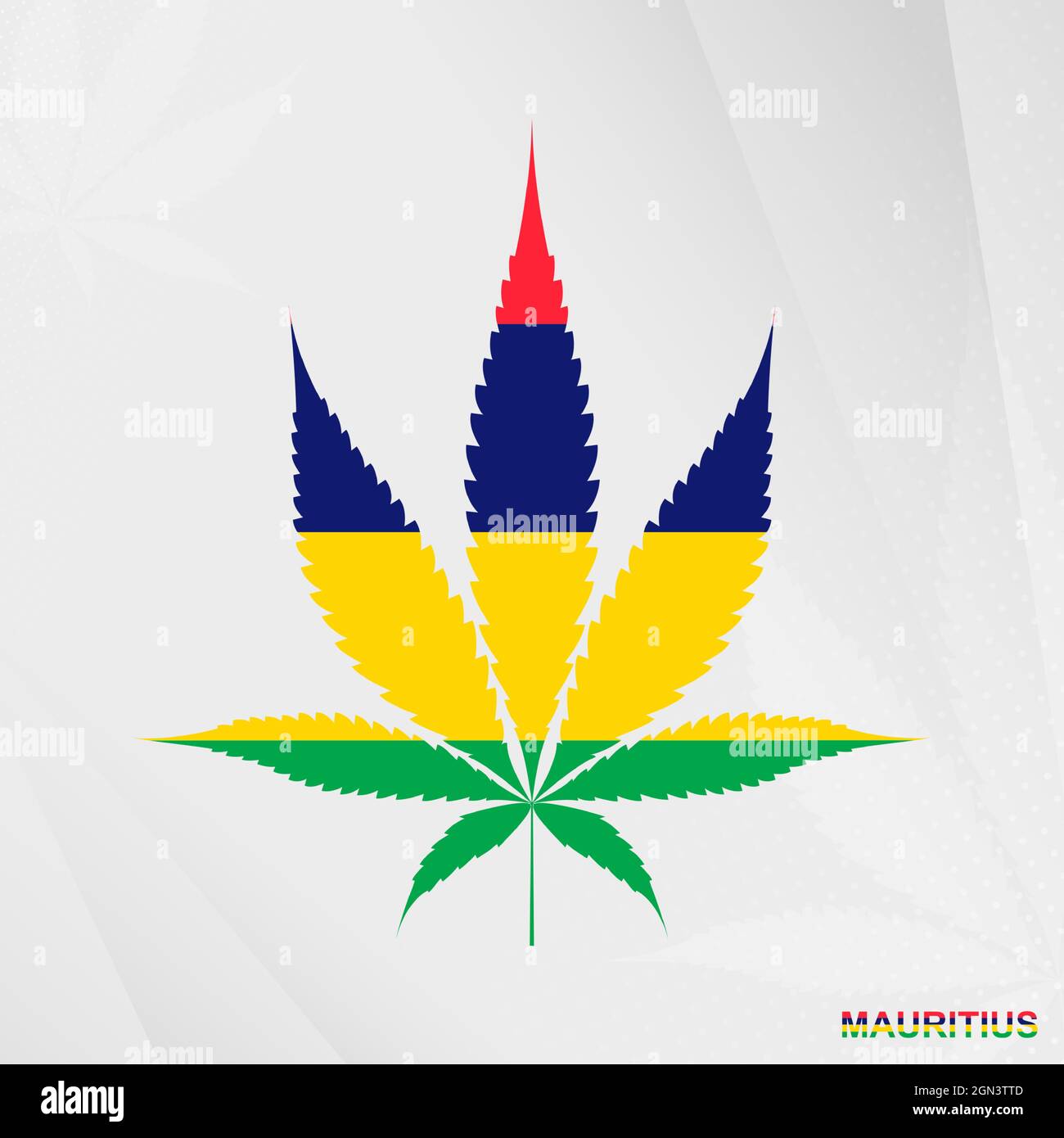 Flag of Mauritius in Marijuana leaf shape. The concept of legalization ...