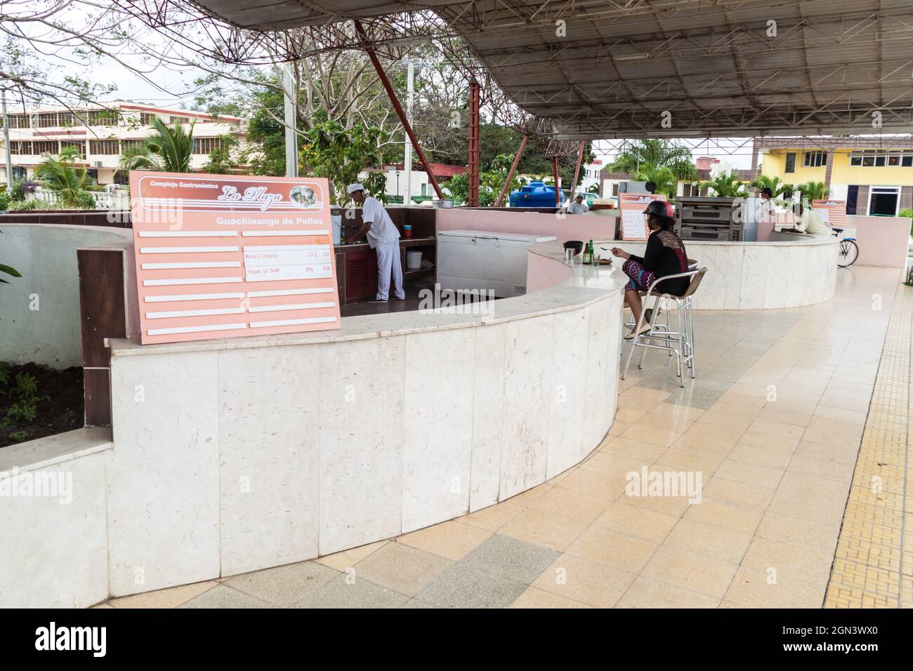 BAYAMO,  CUBA - JAN 30, 2016 Small food court in Bayamo Stock Photo