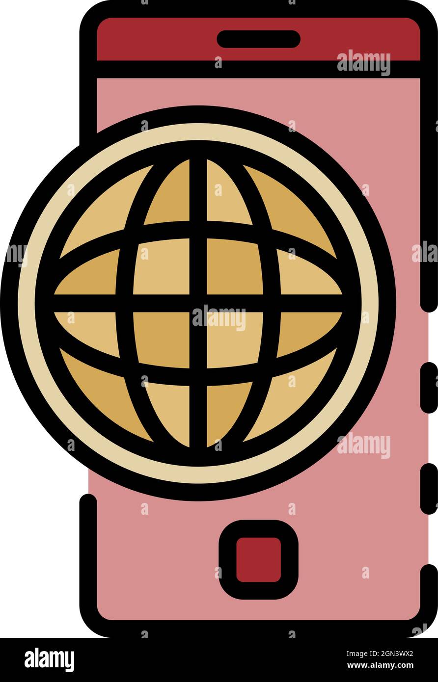 Web safe surfing icon. Outline web safe surfing vector icon color flat ...