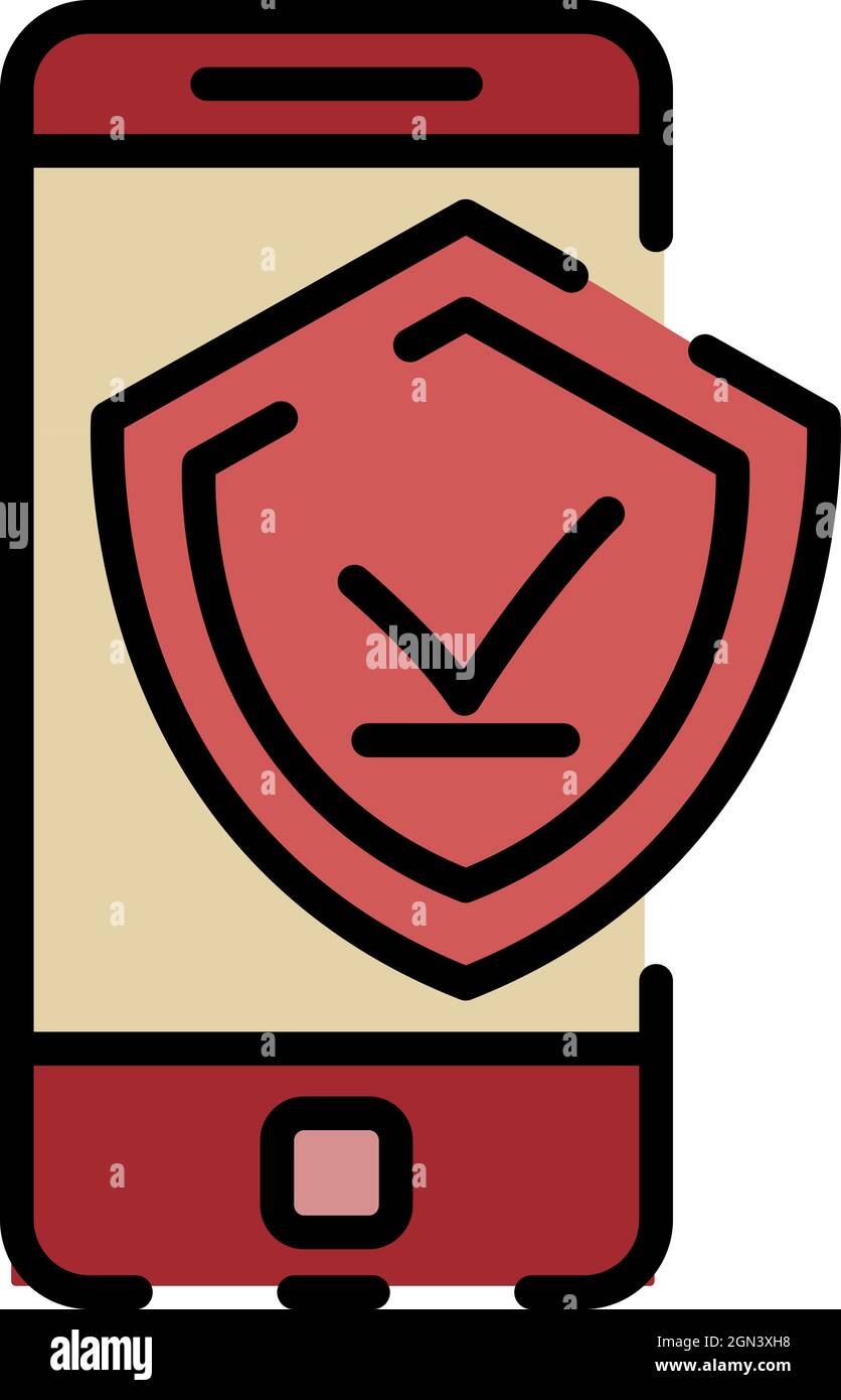 Protected smartphone icon. Outline protected smartphone vector icon ...