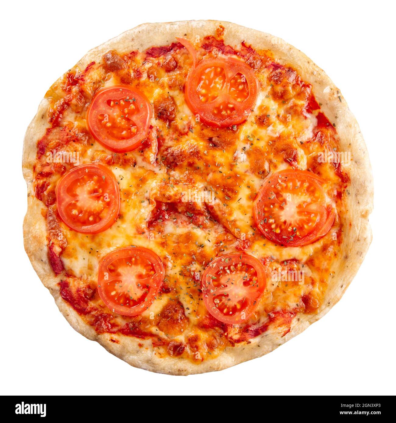 Isolated fresh margherita pizza with tomatoes Stock Photo Alamy