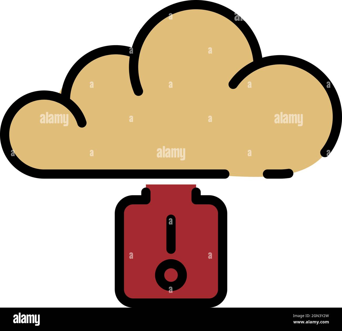 Cloud data key icon. Outline cloud data key vector icon color flat isolated Stock Vector