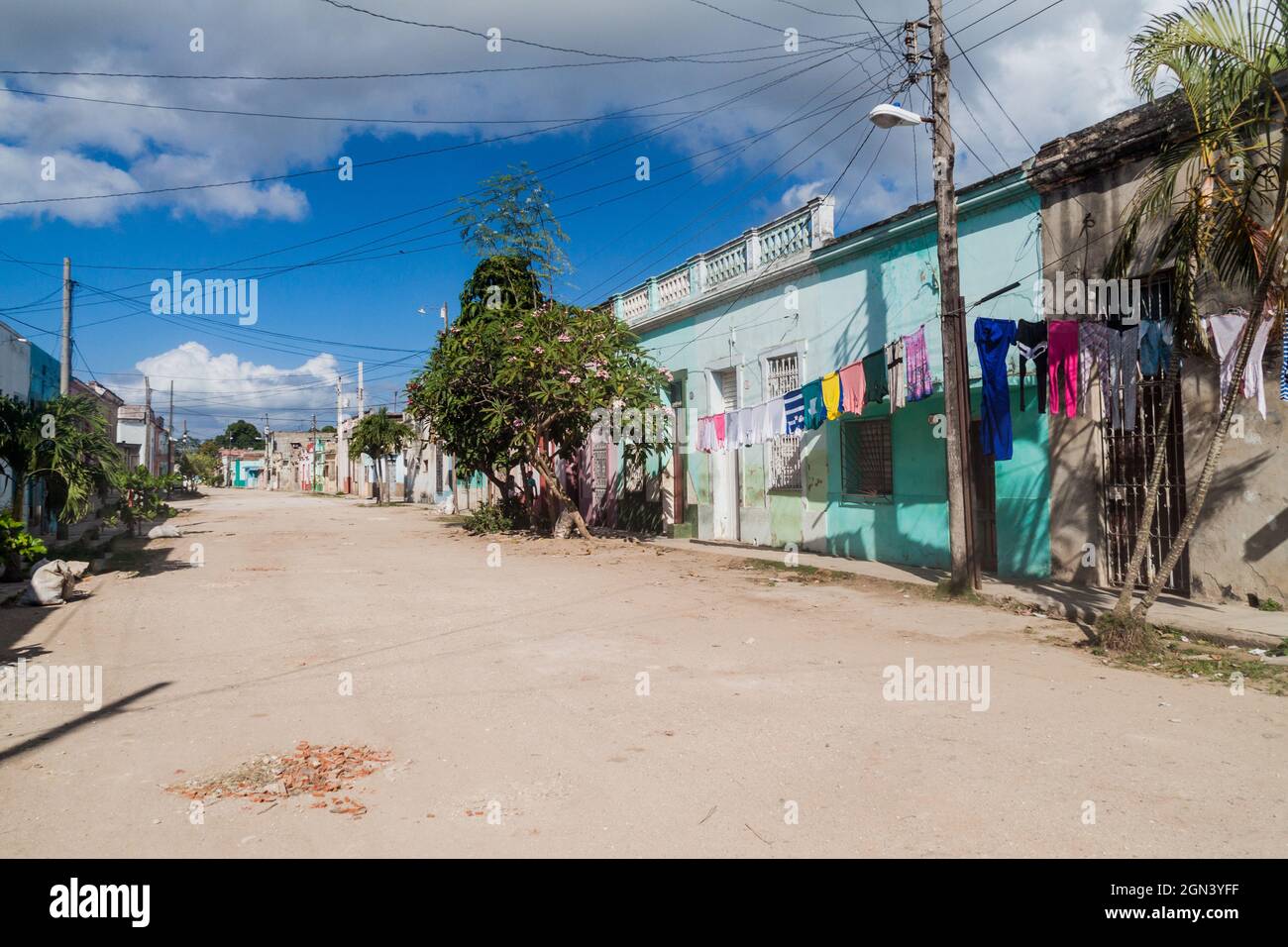 Colorful houses in Camaguey, Cuba Stock Photo Alamy