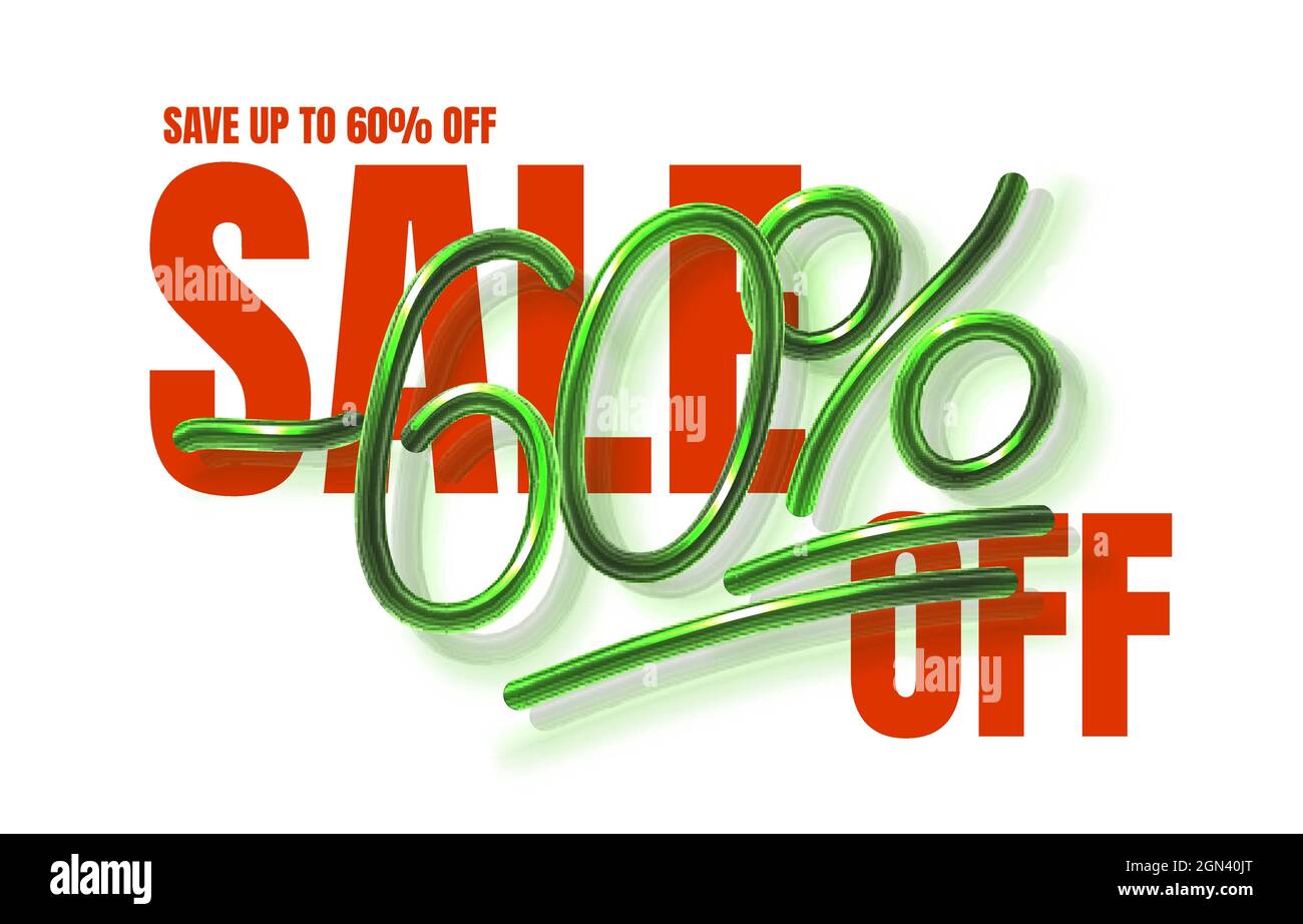 Up To 60 Off Sale Banner Promotion Flyer Marketing Label Vector