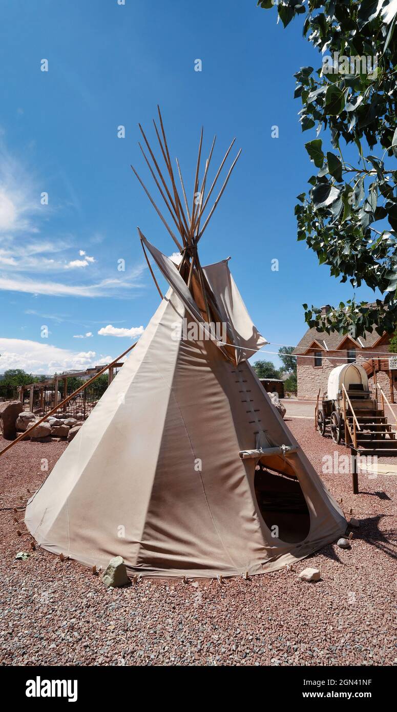 Traditional wigwam of the Native Americans Stock Photo