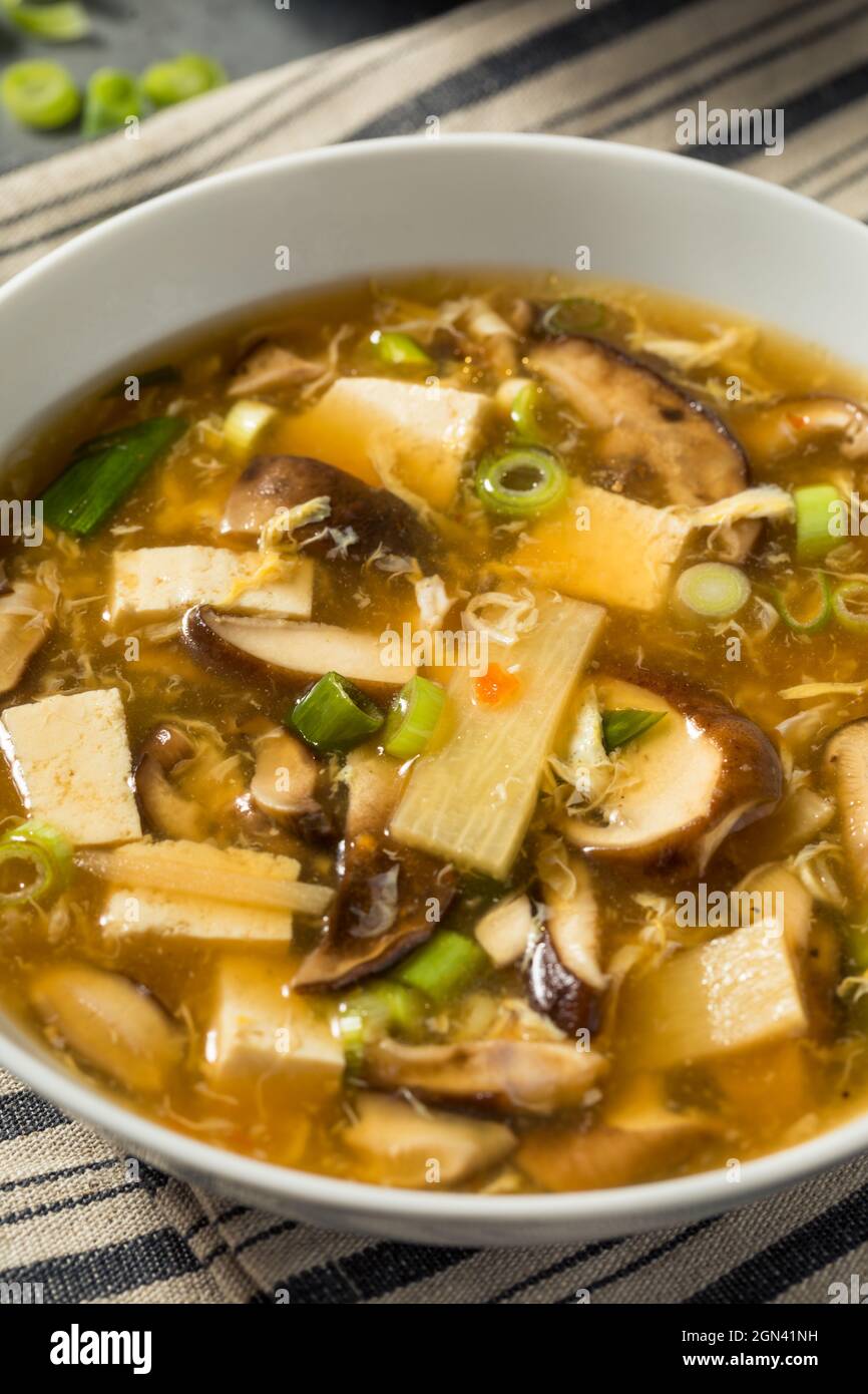 Homemade Chinese Hot and Sour Soup with Tofu and Mushrooms Stock Photo Alamy