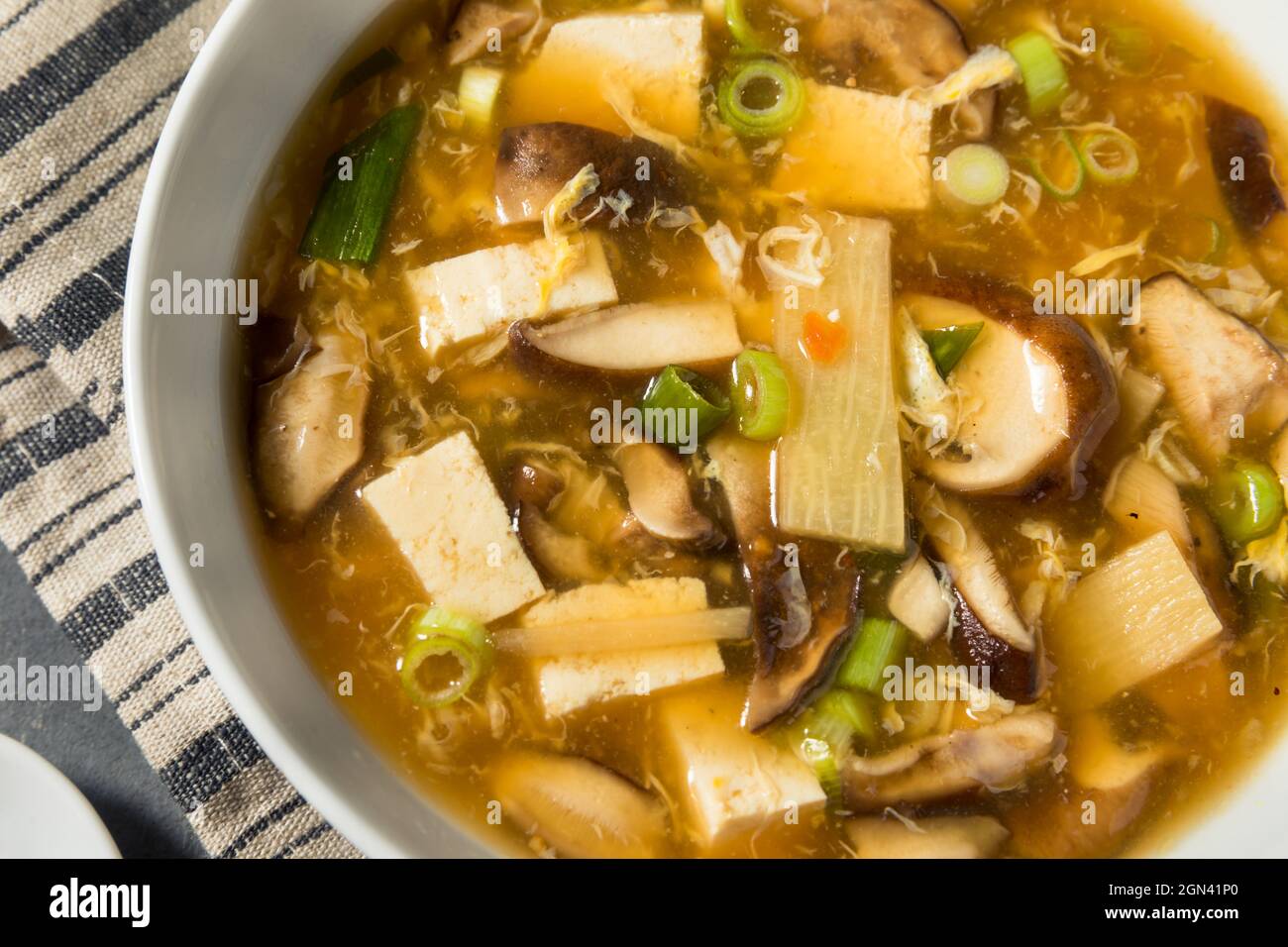 Homemade Chinese Hot and Sour Soup with Tofu and Mushrooms Stock Photo Alamy