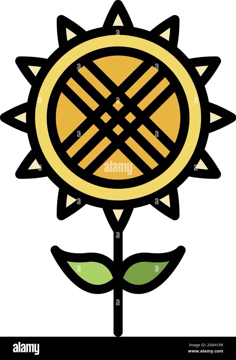 Ripe sunflower icon. Outline ripe sunflower vector icon color flat ...