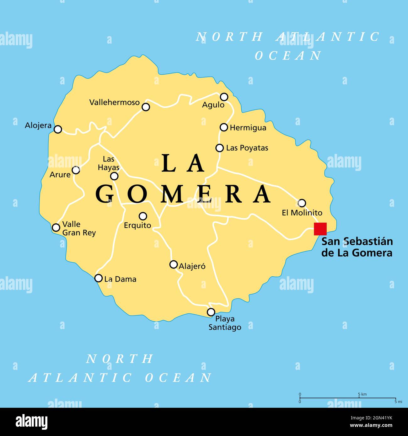 La Gomera Island Political Map With Capital San Sebastian De La La Gomera Island Political Map With Capital San Sebastian De La