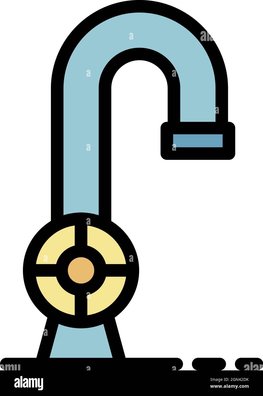Basin tap icon. Outline basin tap vector icon color flat isolated Stock ...