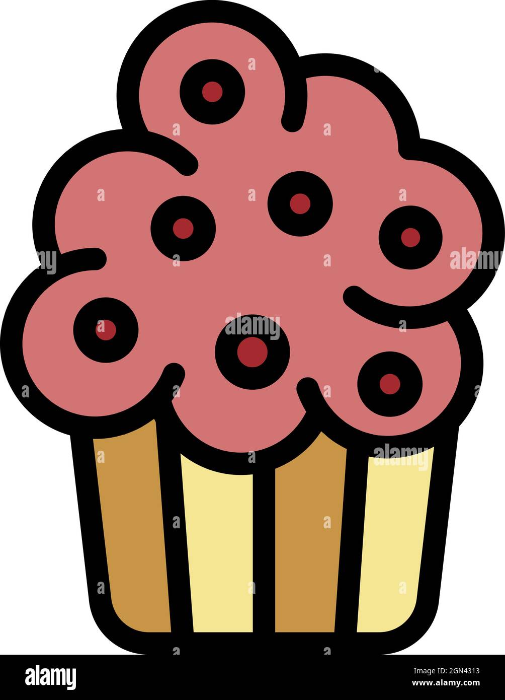Cream cupcake icon. Outline cream cupcake vector icon color flat isolated Stock Vector