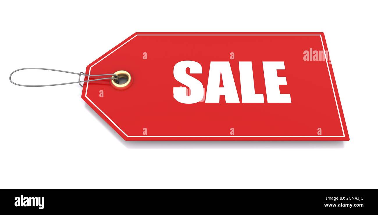 Red sale tag on a white background Stock Photo