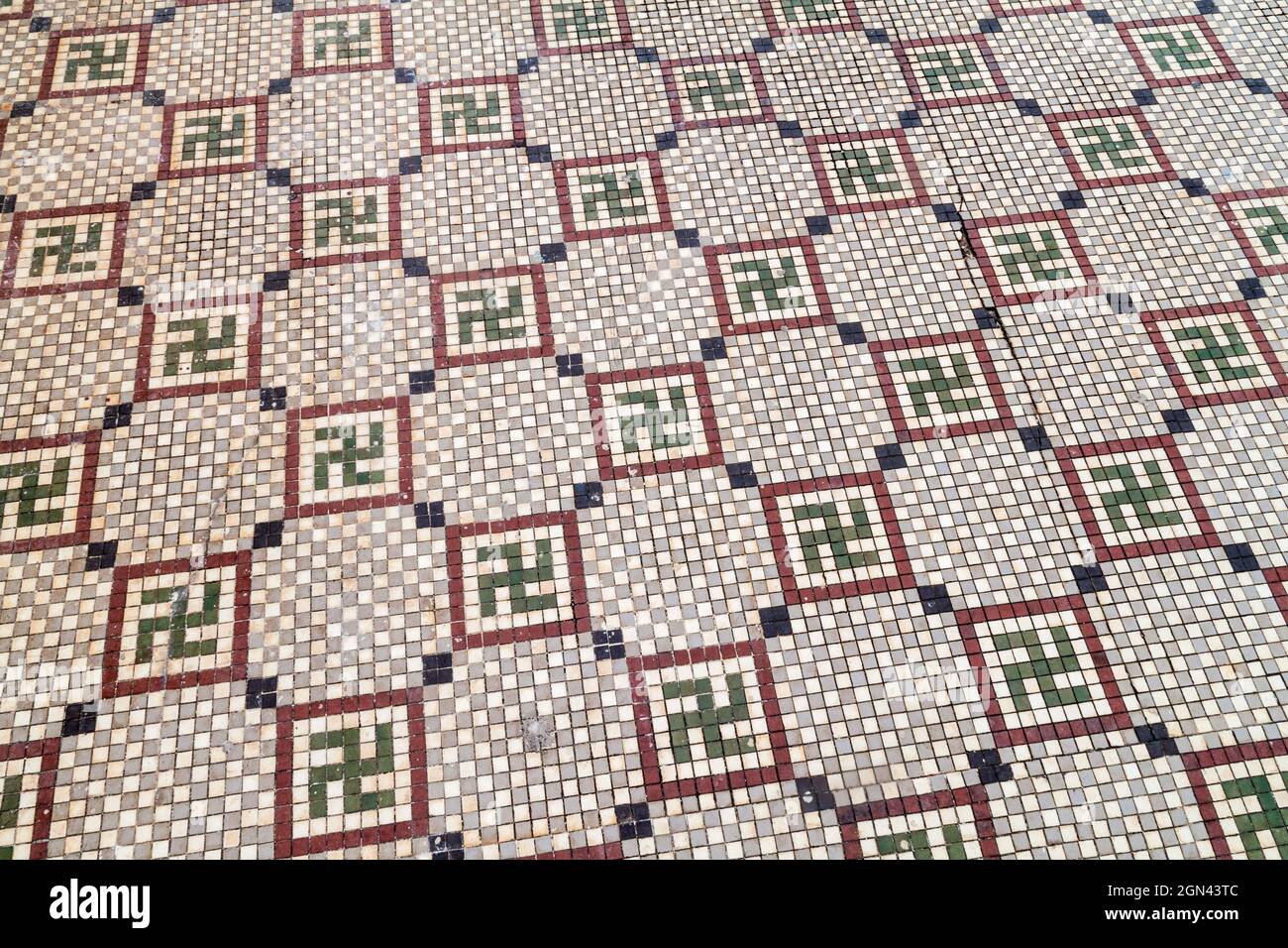 Floor mosaics in Casa de la Cultura Benjamin Duarte  in Cienfuegos, Cuba. Stock Photo