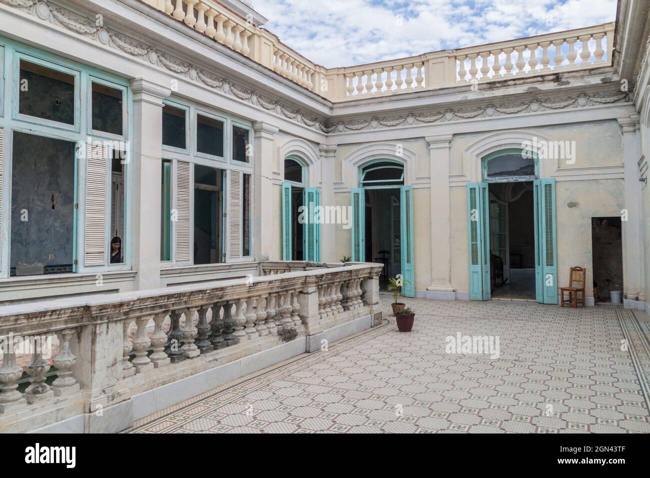 CIENFUEGOS, CUBA - FEBRUARY 11, 2016: Courtyard of Casa de la Cultura Benjamin Duarte in Cienfuegos, Cuba. Stock Photo
