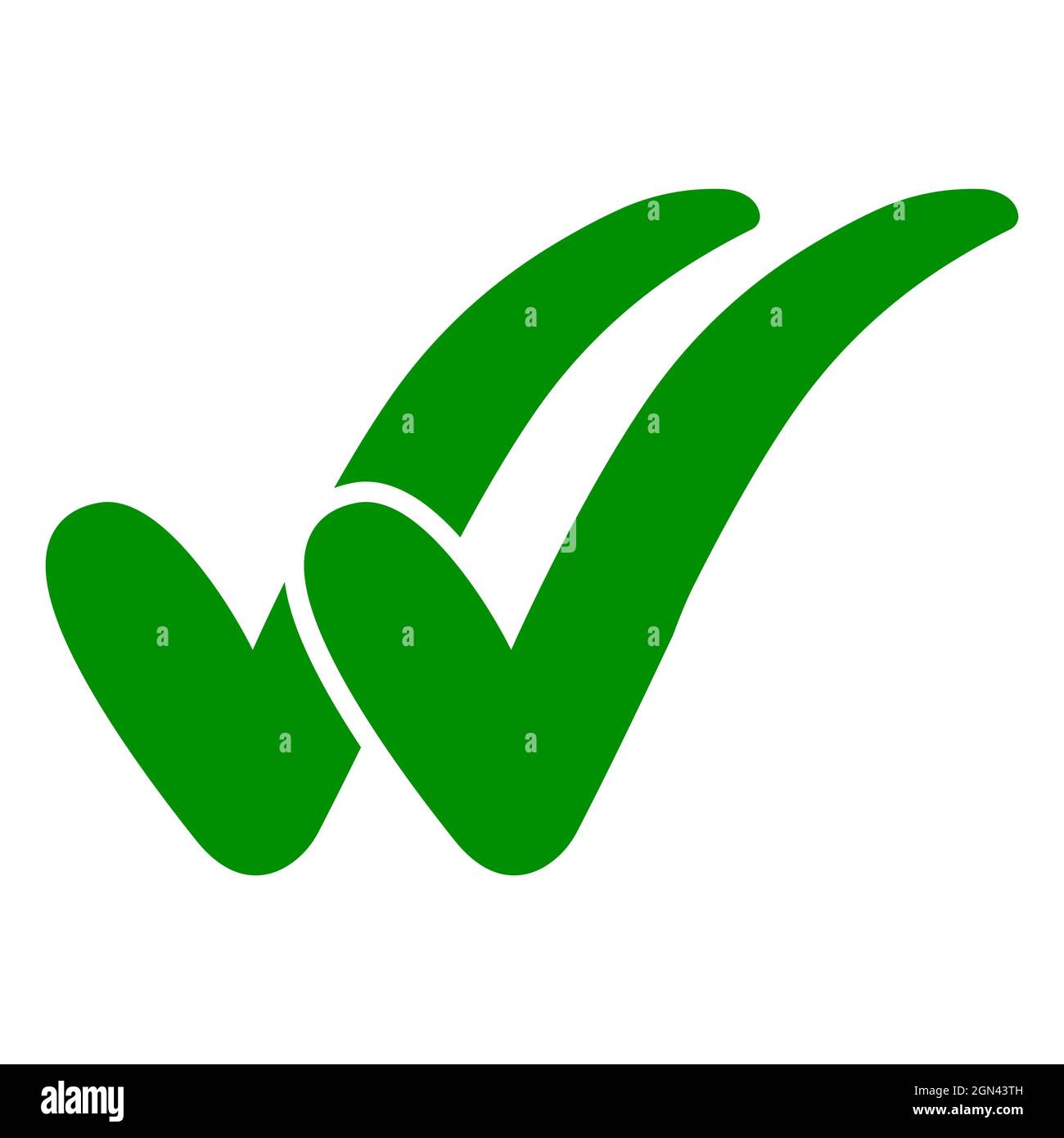 Double check icon, two green checkmarks, double check guarantee Stock Vector