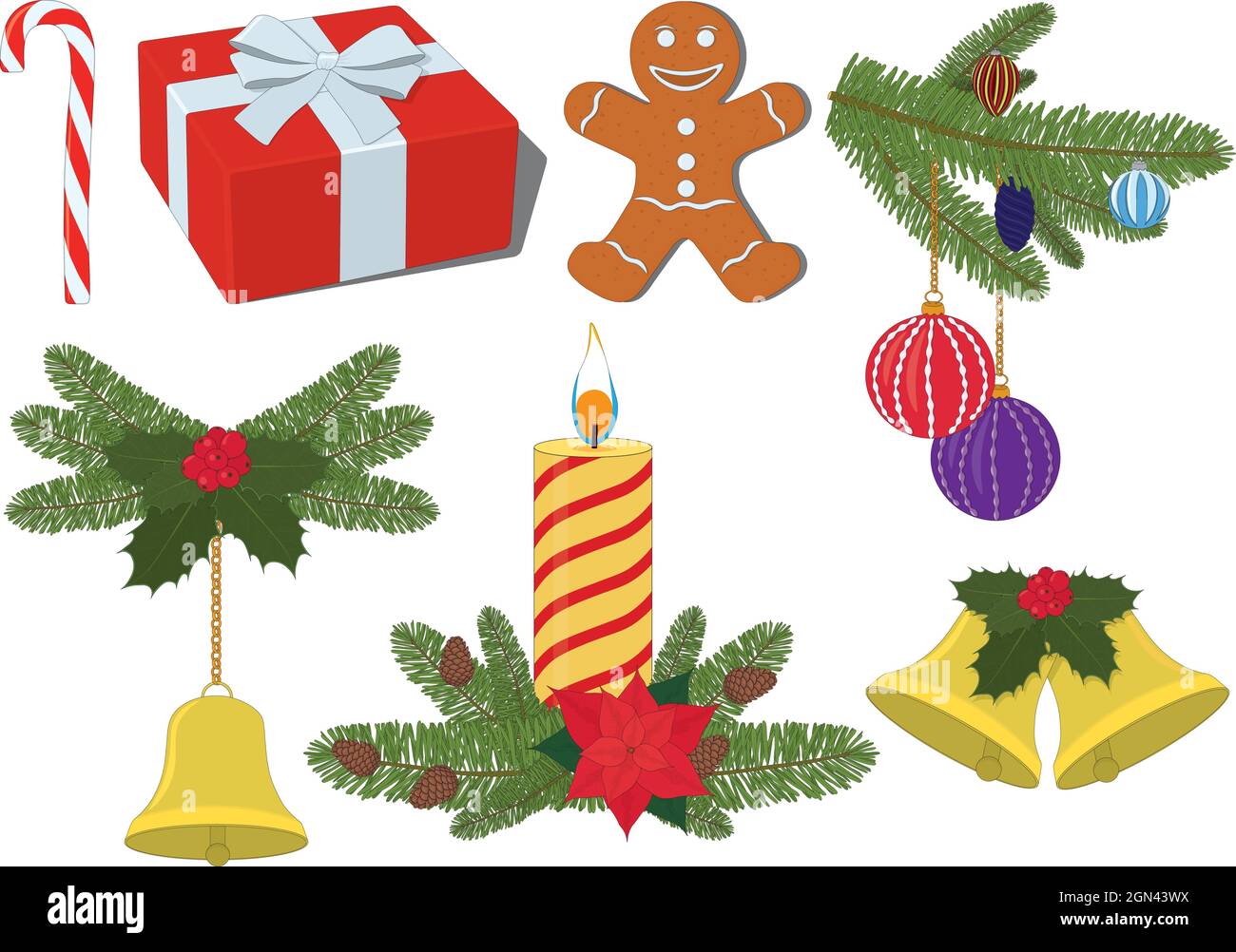 Christmas and new year decorations vector illustration Stock Vector ...