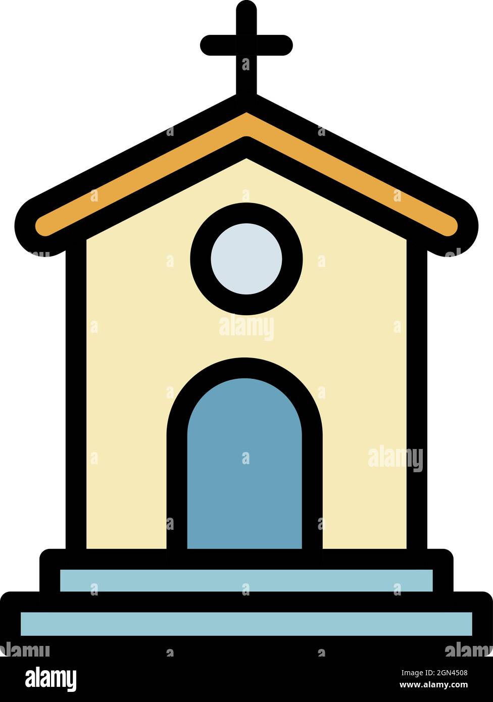 Small church icon. Outline small church vector icon color flat isolated Stock Vector