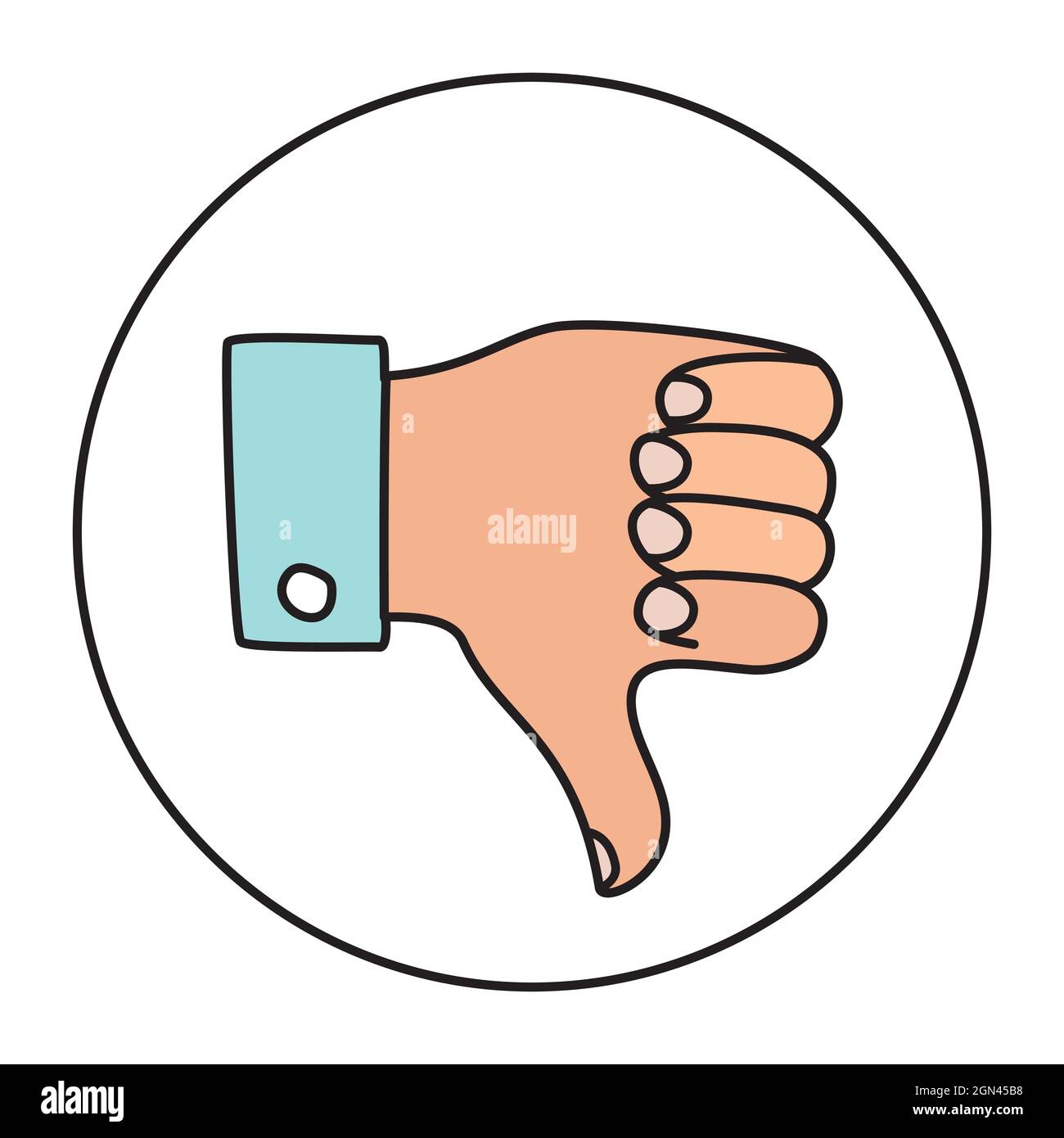 Doodle thumbs down icon or logo hand drawn with thin line Stock Vector