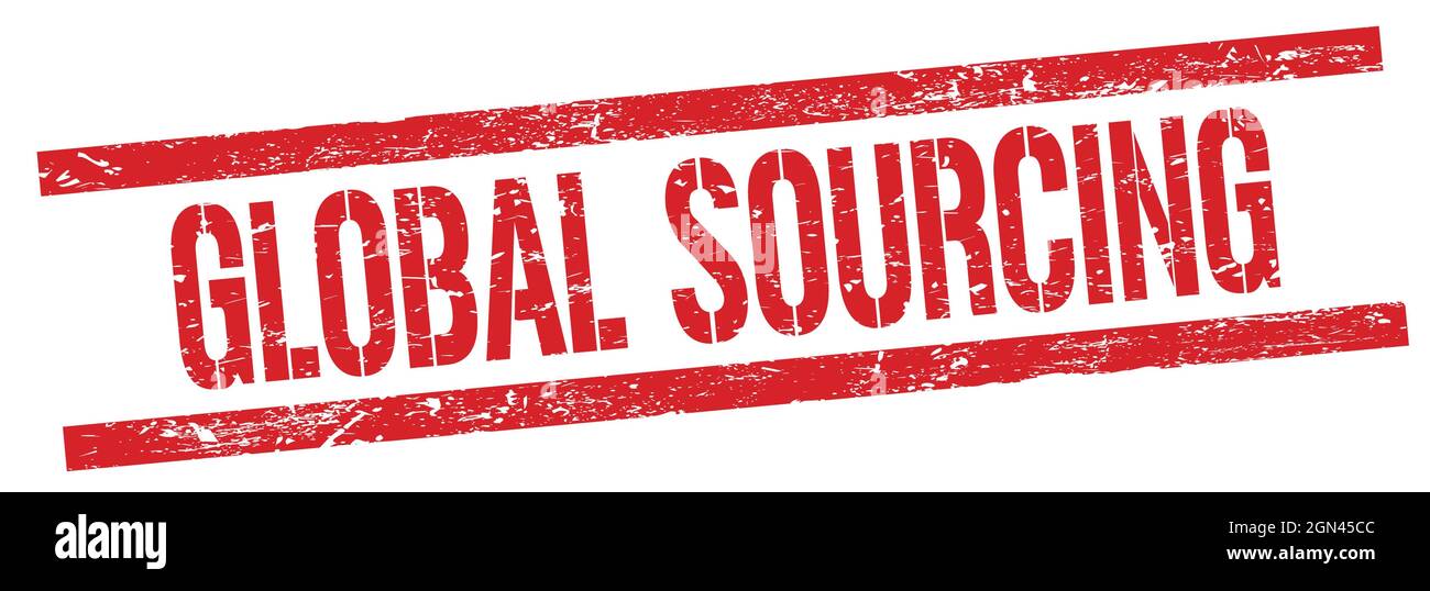 GLOBAL SOURCING text on red grungy rectangle stamp sign Stock Photo - Alamy