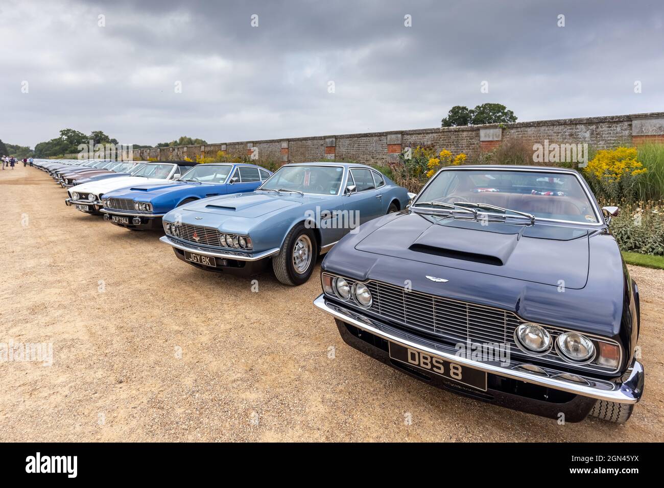 Classic Aston Martin DBS cars at the Concours of Elegance 2021, Hampton Court Palace, London, UK Stock Photo