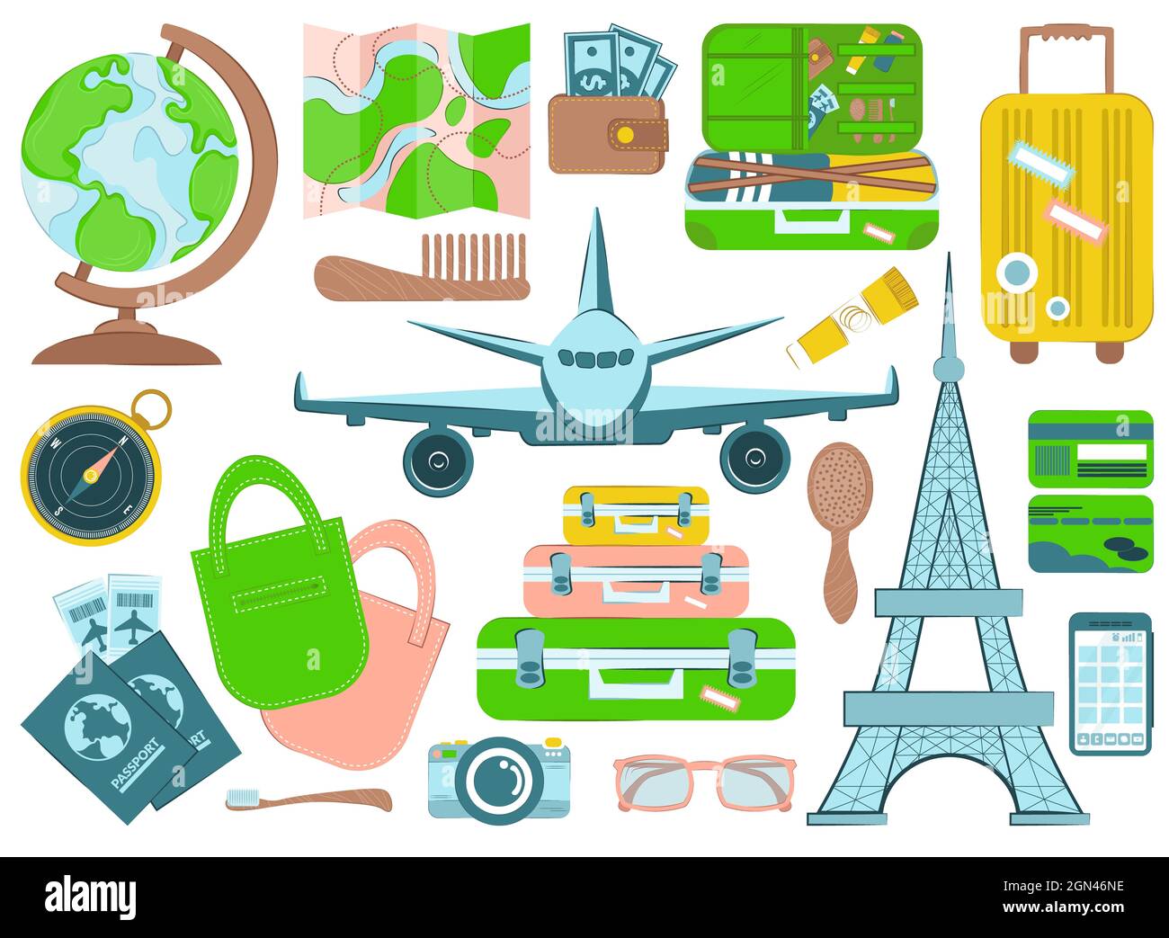 Flat colorful illustration. Collection of decorative design elements ...