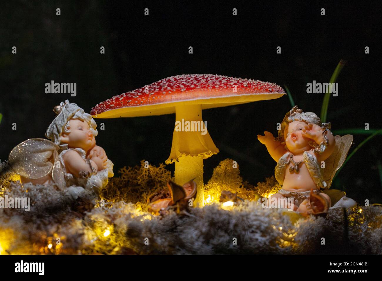 Fantasy Magical Mushrooms and elfs in enchanted Fairy Tale dreamy elf ...