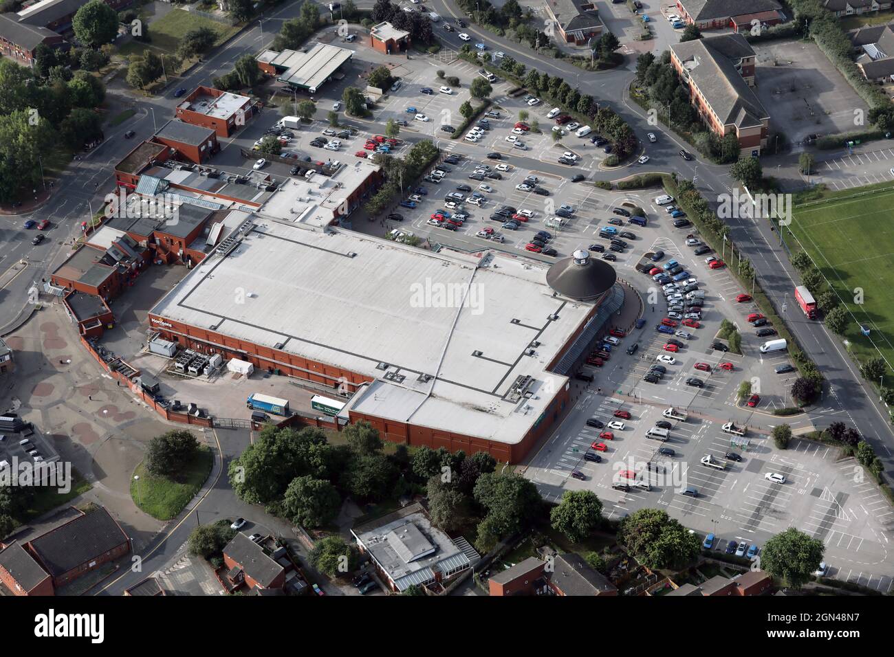 aerial view of the Morrisons supermarket in Hunslet, Leeds Stock Photo