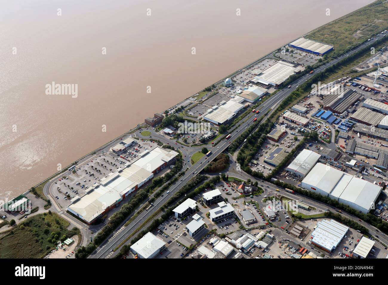 aerial view of Saint Andrews Quay, Hull, East Yorkshire Stock Photo