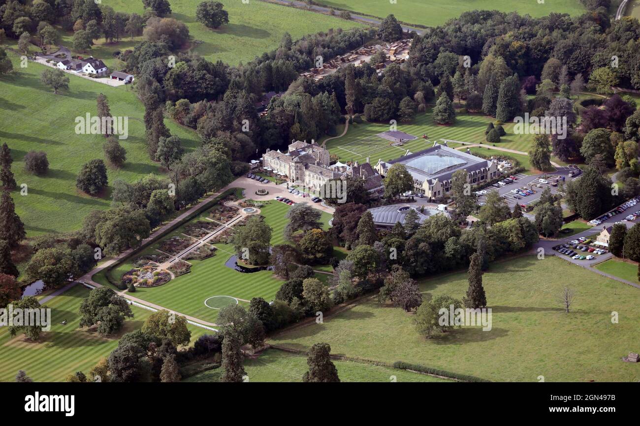 aerial view of Grantley Hall near Ripon, North Yorkshire (taken from
