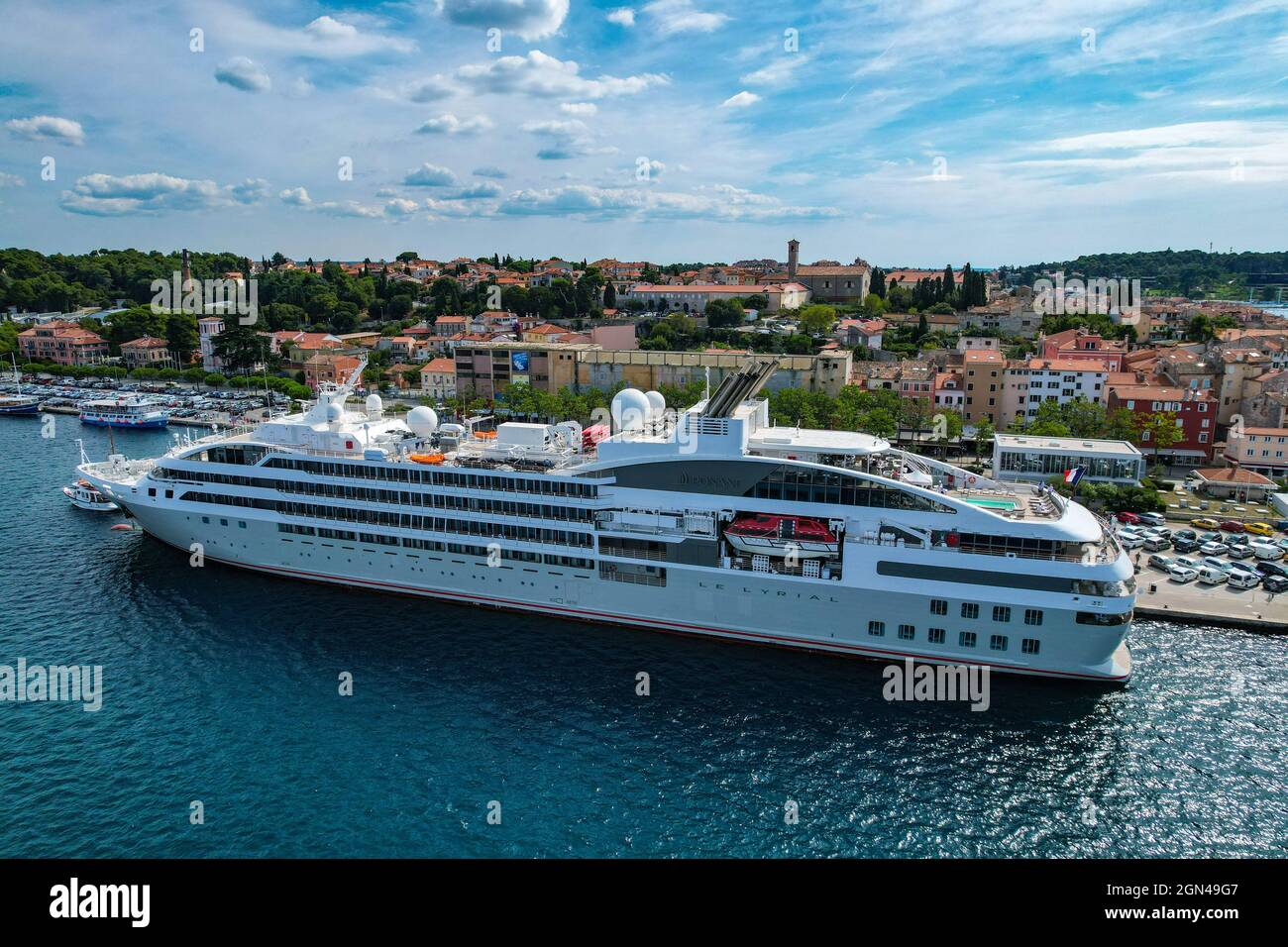 Le Lyrial, French cruise ship at Rovinj, Istria, Croatia, Adriatic Sea, Europe Stock Photo