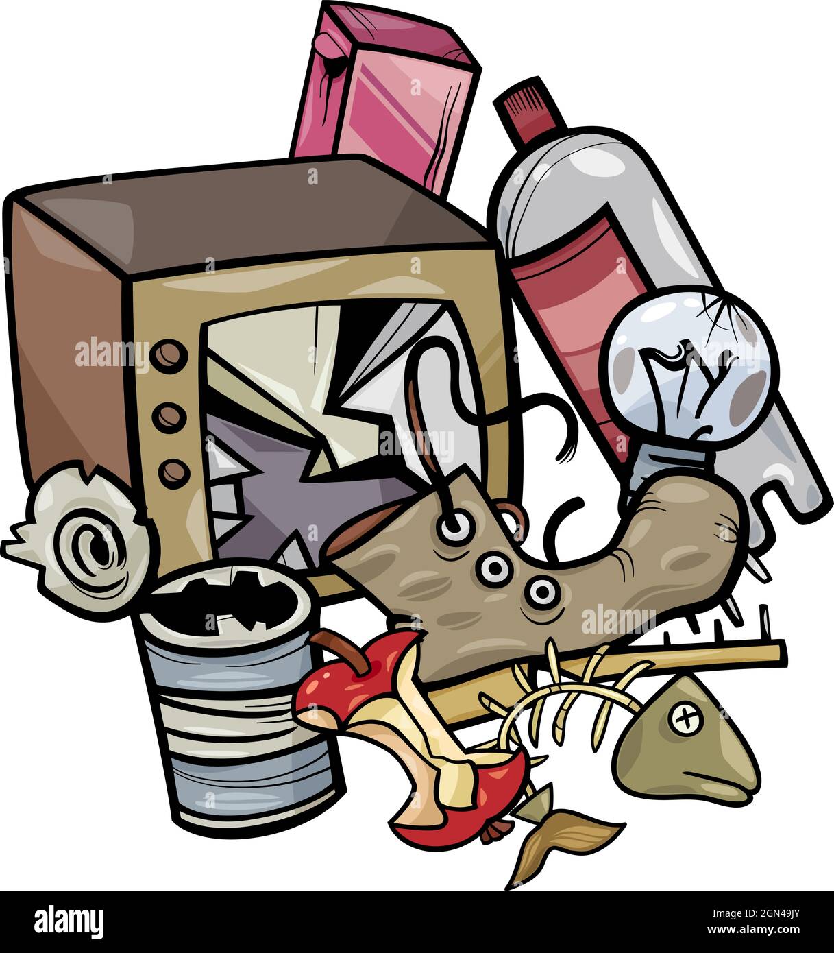 Cartoon illustration of rubbish objects clip art group Stock Vector Image &  Art - Alamy