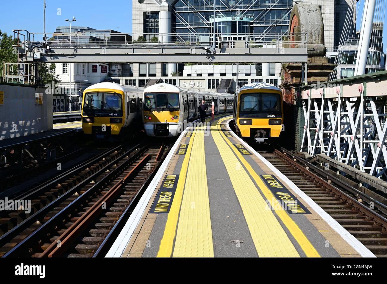 Trains at Charing Cross station Stock Photo Alamy