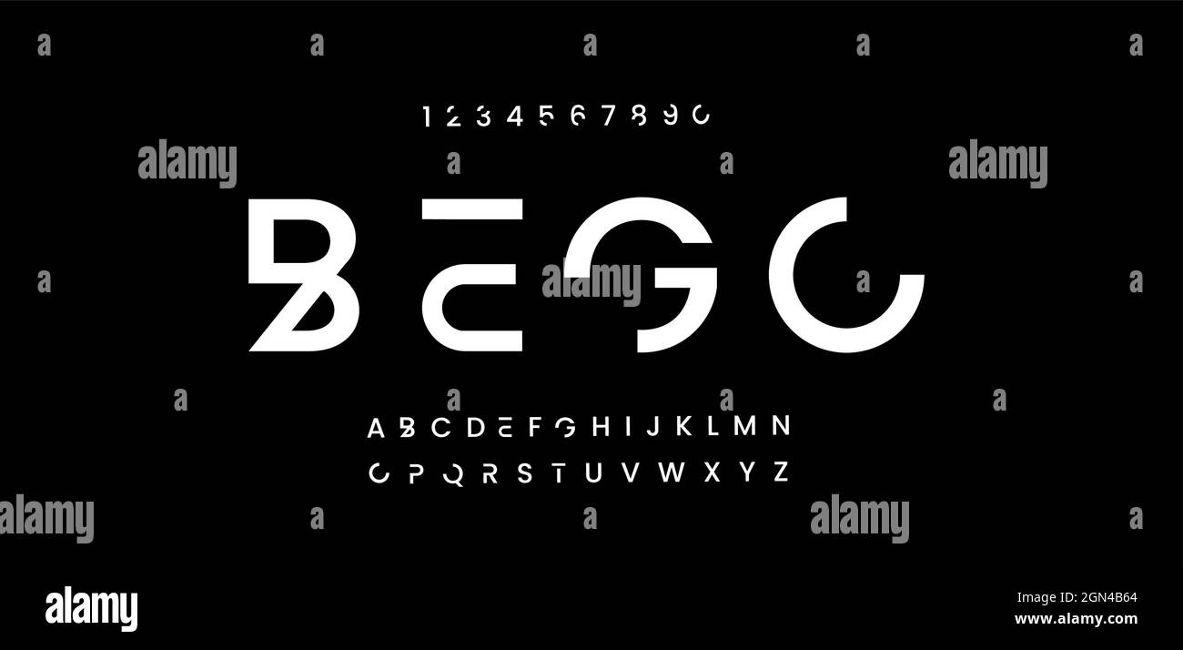 Modern abstract digital alphabet font. Minimal technology