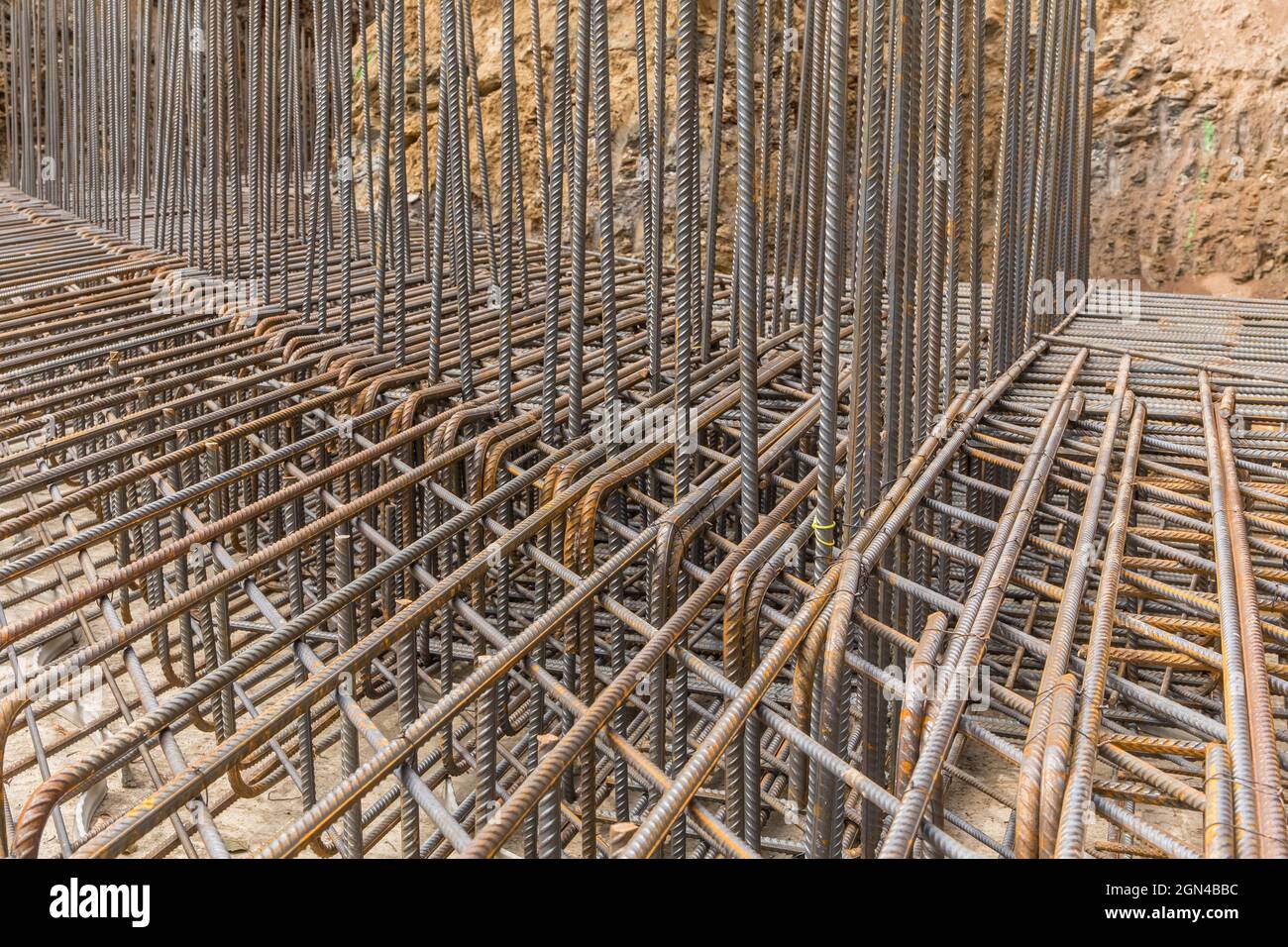 Iron or concrete reinforcement for building foundation construction. Iron wire for use base