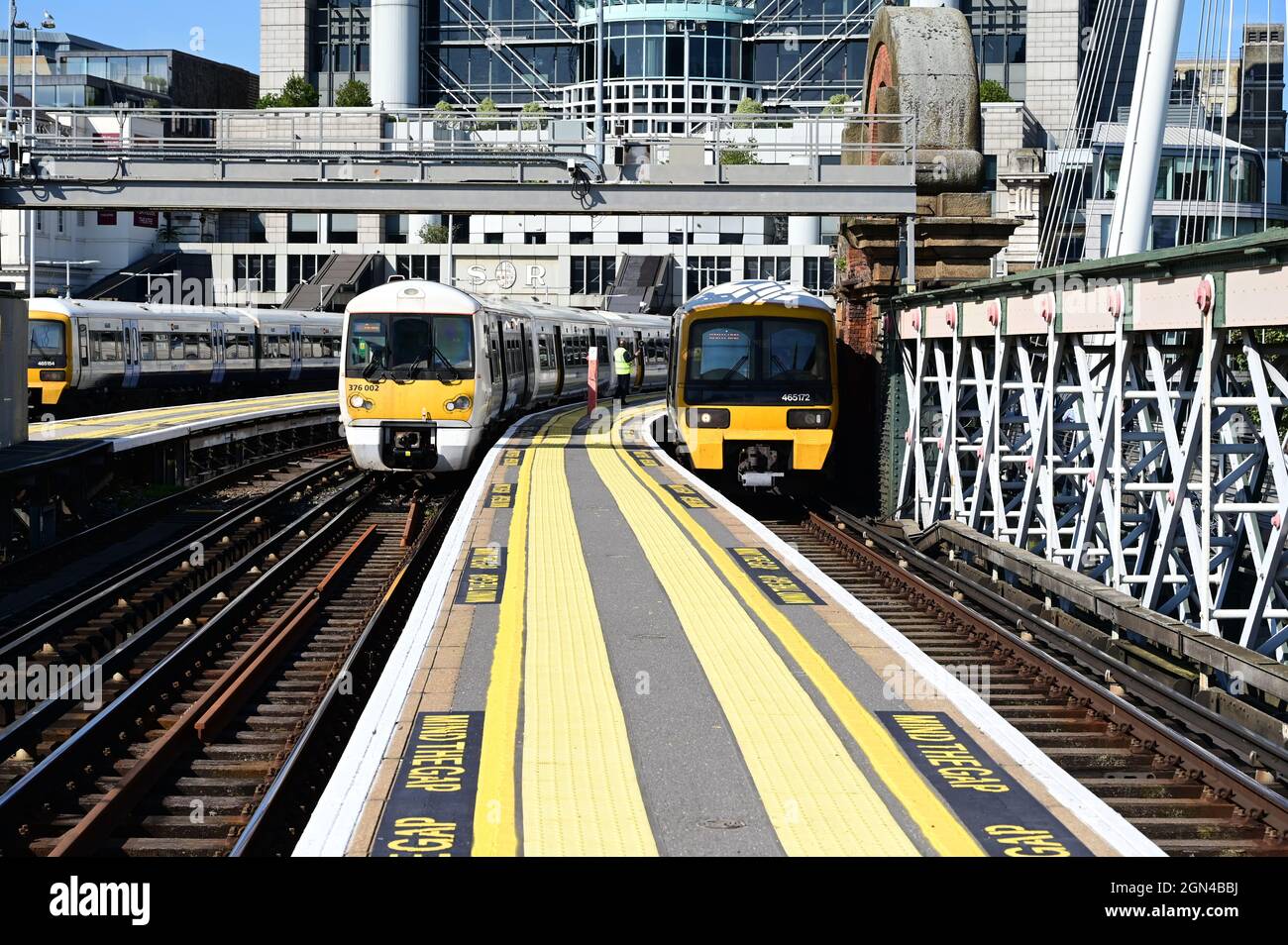 Trains at Charing Cross station Stock Photo Alamy