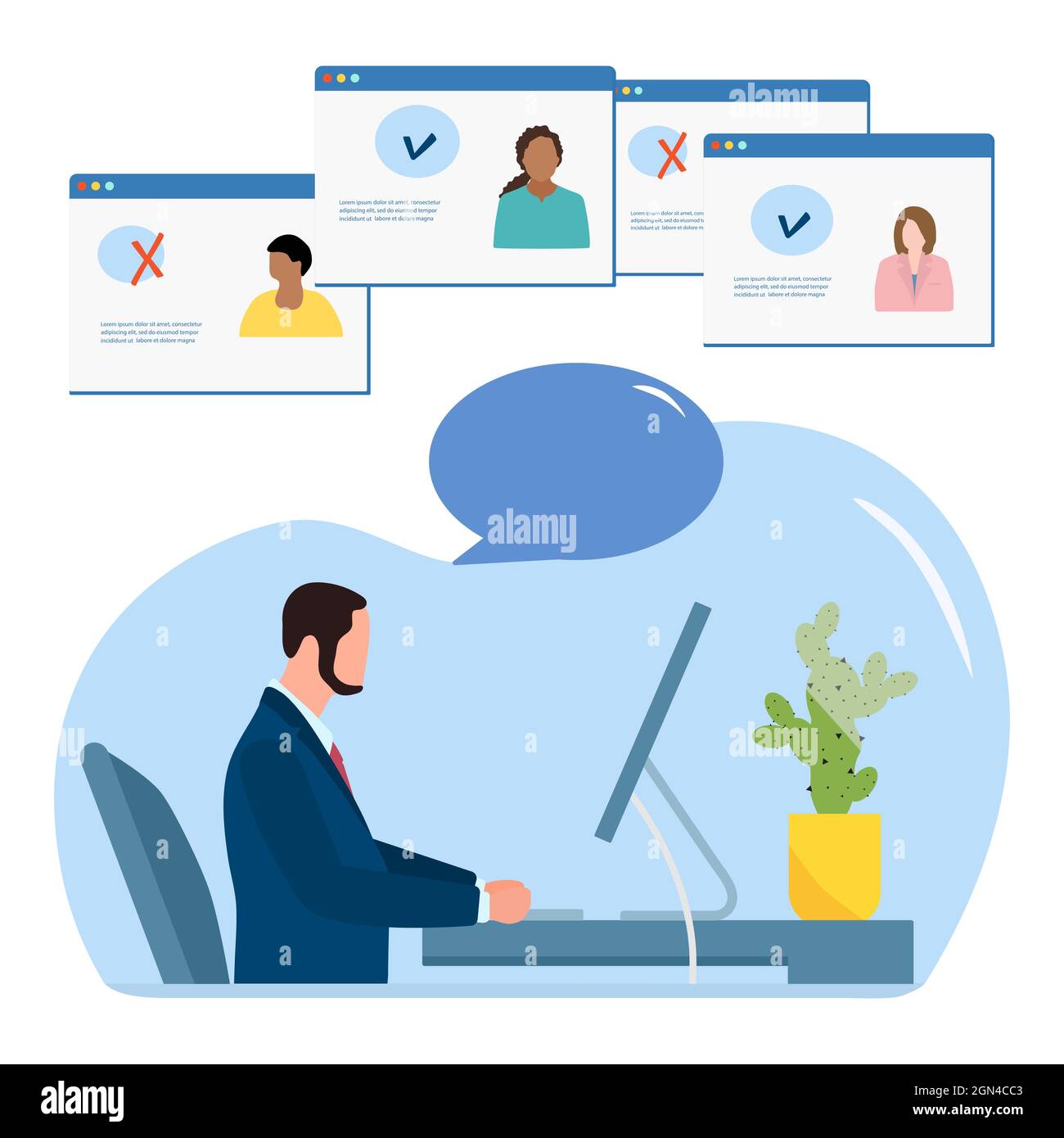 Vector illustration People choosing candidate for job using 