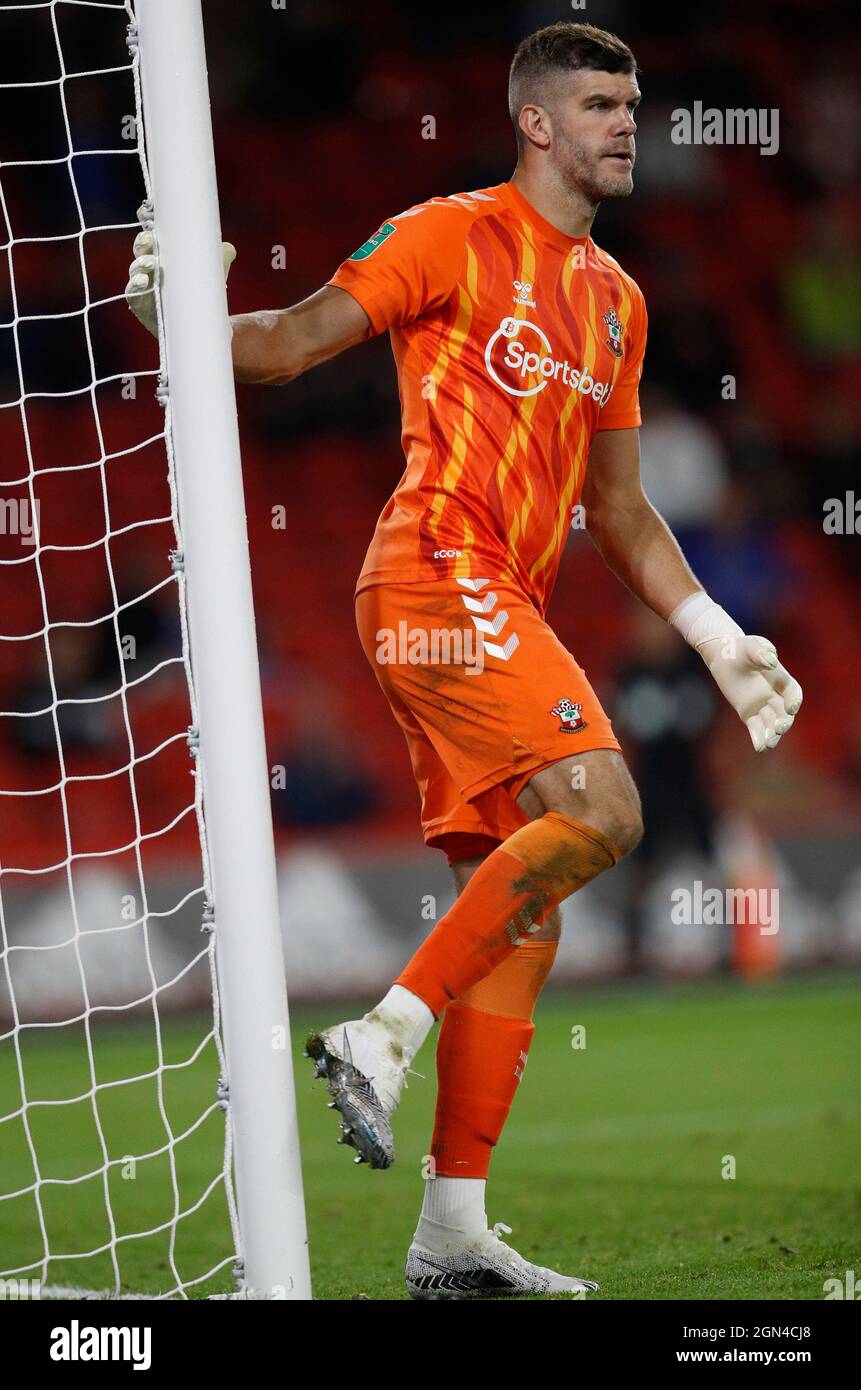 Sheffield, England, 21st September 2021.  Fraser Forster of Southampton during the Carabao Cup match at Bramall Lane, Sheffield. Picture credit should read: Darren Staples / Sportimage Credit: Sportimage/Alamy Live News Stock Photo