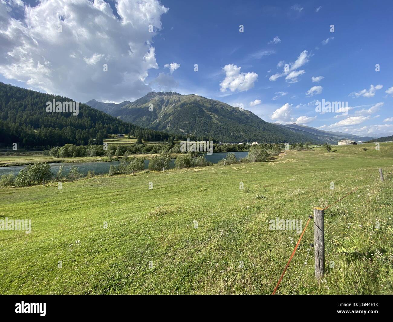 Beathtaking view of a lake in the mountain landscape under a cloudy sky Stock Photo