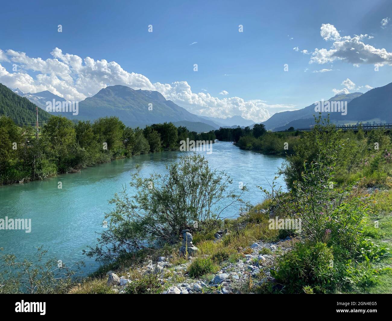Beathtaking view of a lake in the mountain landscape under a cloudy sky Stock Photo