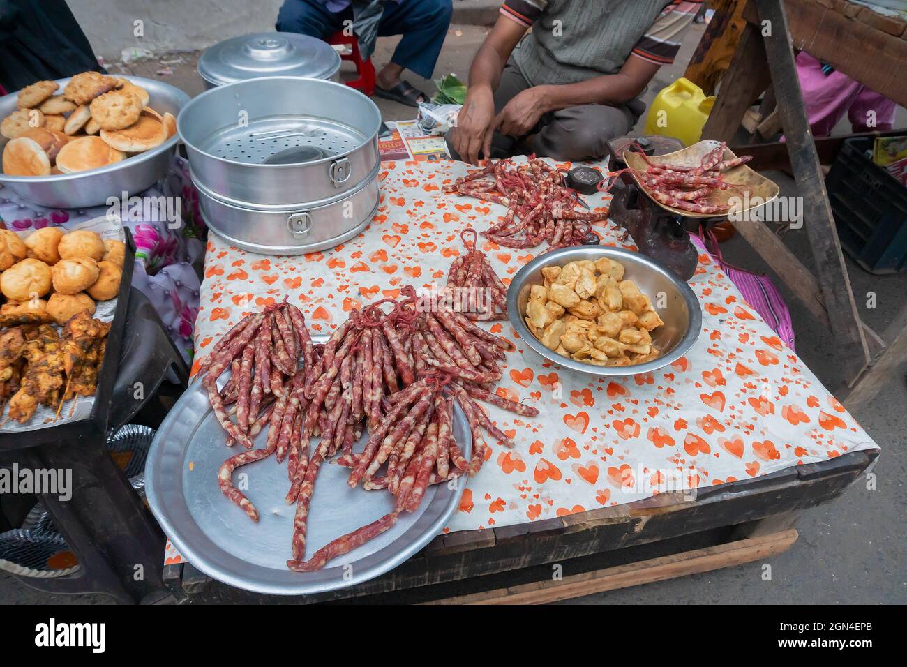 Lap Cheong, a Chinese sausage delicacy and deep fried pork momo on