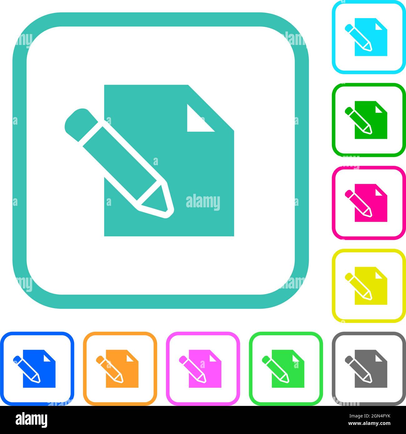 Edit with pencil solid vivid colored flat icons in curved borders on ...