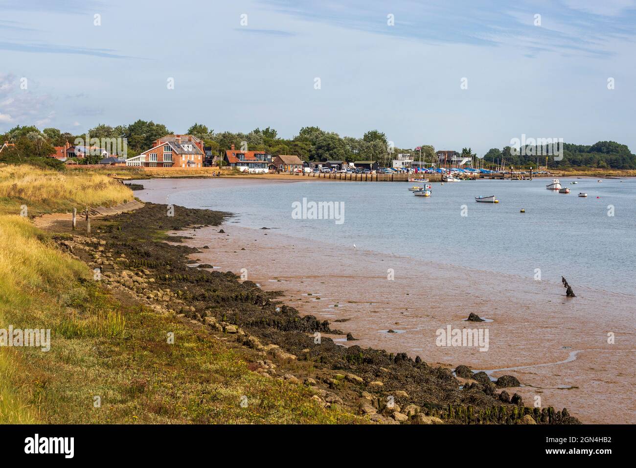 Orford Quay at low-tide on the banks of the River Ore, Suffolk, England Stock Photo