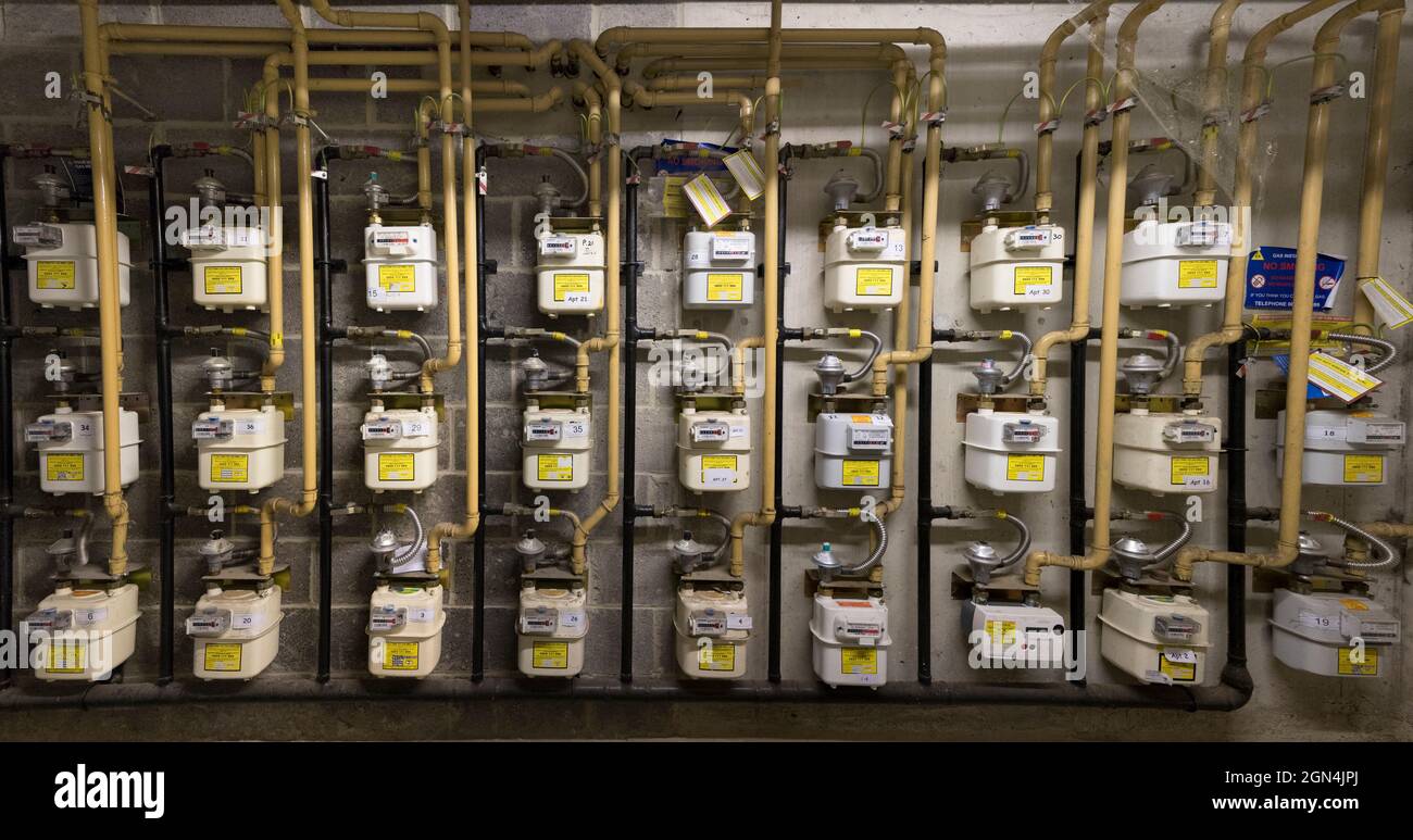 26 apartment gas meters Stock Photo Alamy