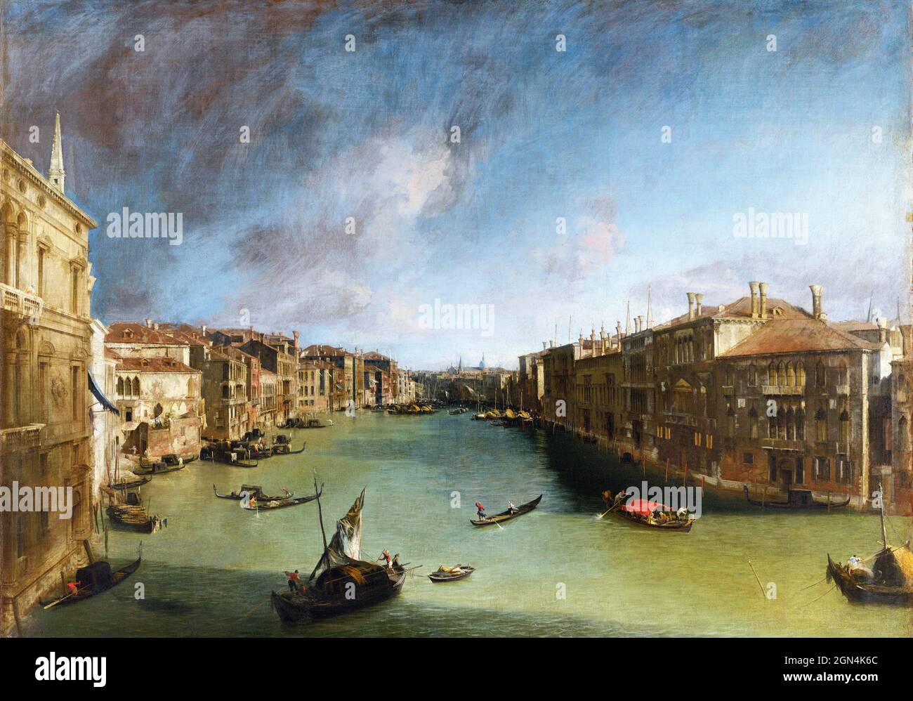 The Grand Canal from Palazzo Balbi towards the Rialto by Canaletto (Giovanni Antonio Canal - 1697-1768), oil on canvas, c. 1722 Stock Photo