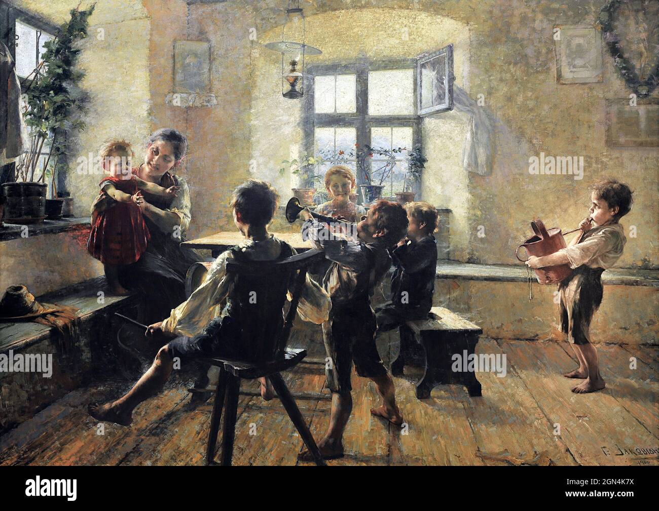 Children's Concert by the Greek artist, Georgios Jakobides (1853-1932), oi on canvas, 1900 Stock Photo