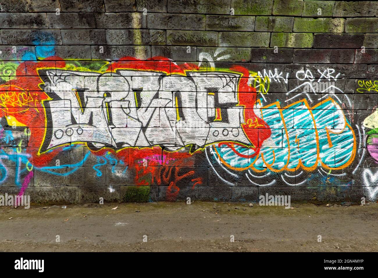 Graffiti art work in the Innocent Railway Tunnel in Edinburgh Stock